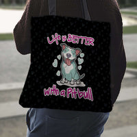 Load image into Gallery viewer, Designs by MyUtopia Shout Out:Life Is Better with a Pitbull Fabric Totebag Reusable Shopping Tote
