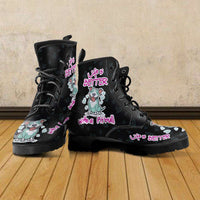 Load image into Gallery viewer, Designs by MyUtopia Shout Out:Life is Better with a Pitbull Faux-Leather Ankle Boots - Black
