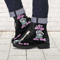 Load image into Gallery viewer, Designs by MyUtopia Shout Out:Life is Better with a Pitbull Faux-Leather Ankle Boots - Black
