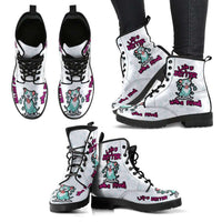 Load image into Gallery viewer, Designs by MyUtopia Shout Out:Life is Better with a Pitbull Faux-Leather Ankle Boots - White
