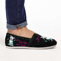 Load image into Gallery viewer, Designs by MyUtopia Shout Out:Life is better with a Pitbull Ladies Canvas Slip On Flats Black
