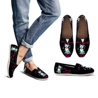 Load image into Gallery viewer, Designs by MyUtopia Shout Out:Life is better with a Pitbull Ladies Canvas Slip On Flats Black
