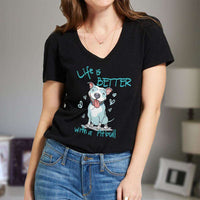 Load image into Gallery viewer, Designs by MyUtopia Shout Out:Life is Better With a Pitbull Ladies V Neck Tee
