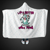 Load image into Gallery viewer, Designs by MyUtopia Shout Out:Life Is Better with a Pitbull Premium Vegan Suede Hooded Blanket (80x60 &amp; 60x45),White / Youth 60&quot;x45&quot;,Hooded Blanket
