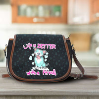 Load image into Gallery viewer, Designs by MyUtopia Shout Out:Life is Better with a Pitbull Saddlebag Style Canvas Crossbody Purse,Black,Cross-Body Purse
