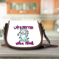 Load image into Gallery viewer, Designs by MyUtopia Shout Out:Life is Better with a Pitbull Saddlebag Style Canvas Crossbody Purse,White,Cross-Body Purse
