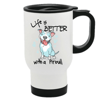 Load image into Gallery viewer, Designs by MyUtopia Shout Out:Life is Better With a Pitbull Stainless Steel Travel Coffee Mug w. Twist Close Lid,White / 14 oz,Travel Mug
