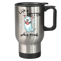 Load image into Gallery viewer, Designs by MyUtopia Shout Out:Life is Better With a Pitbull Stainless Steel Travel Coffee Mug w. Twist Close Lid,Stainless / 14 oz,Travel Mug
