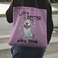Load image into Gallery viewer, Designs by MyUtopia Shout Out:Life is Better with a Pitbull Totebag
