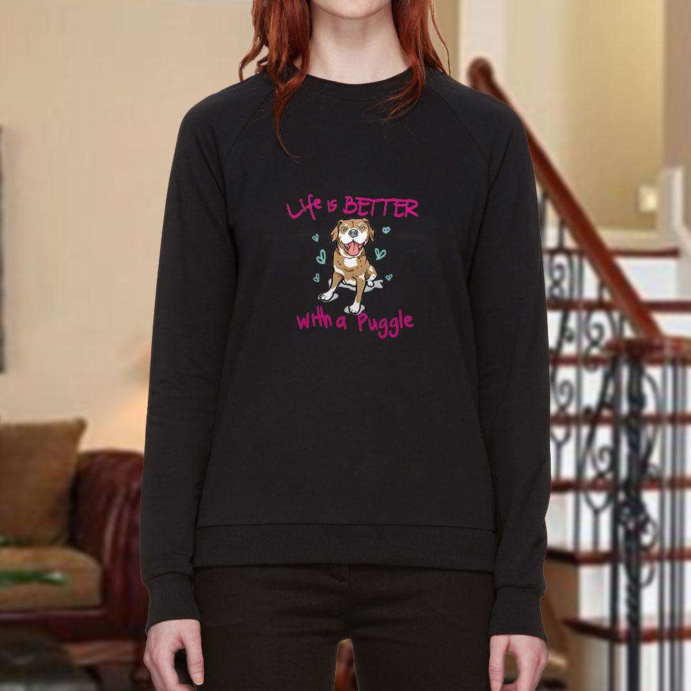 Designs by MyUtopia Shout Out:Life Is Better with a Puggle Adult Crewneck Sweat Shirt