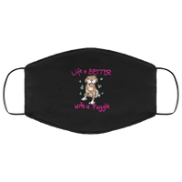 Load image into Gallery viewer, Designs by MyUtopia Shout Out:Life Is Better with a Puggle Adult Fabric Face Mask with Elastic Ear Loops,3 Layer Fabric Face Mask / Black / Adult,Fabric Face Mask
