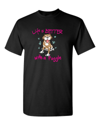 Load image into Gallery viewer, Designs by MyUtopia Shout Out:Life Is Better with a Puggle Adult Unisex T-Shirt,Black / S,Adult Unisex T-Shirt
