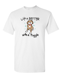 Load image into Gallery viewer, Designs by MyUtopia Shout Out:Life Is Better with a Puggle Adult Unisex T-Shirt,White / S,Adult Unisex T-Shirt
