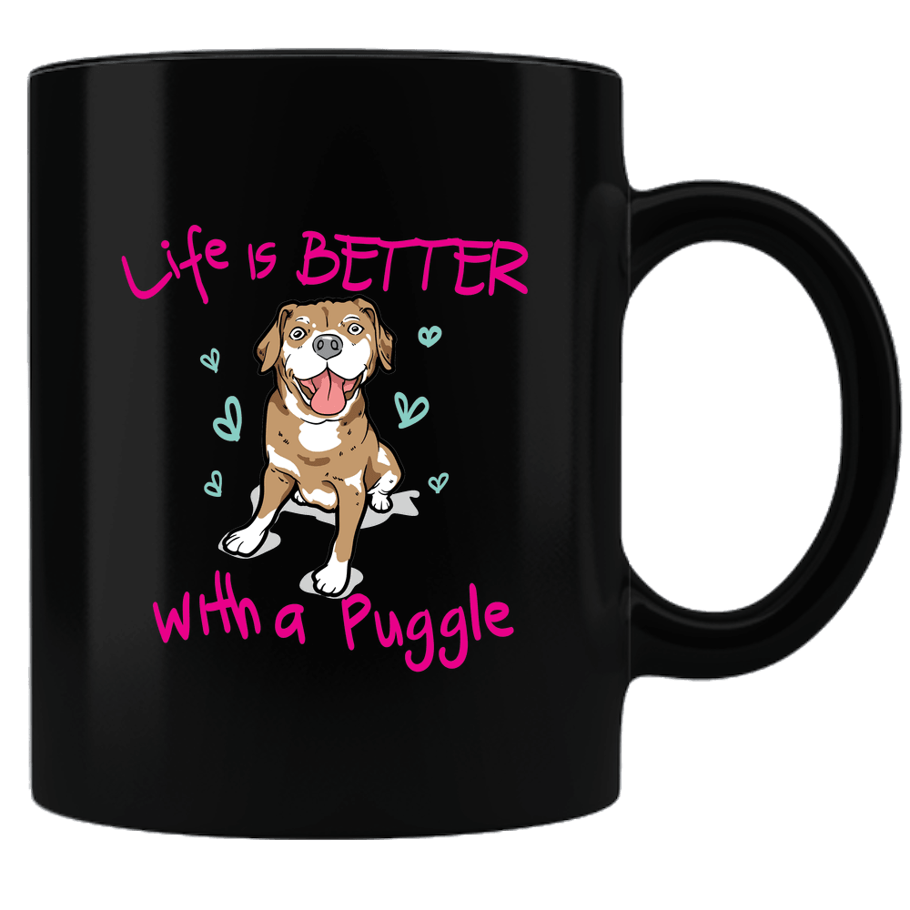 Designs by MyUtopia Shout Out:Life Is Better with a Puggle Ceramic Black Coffee Mug,Default Title,Ceramic Coffee Mug