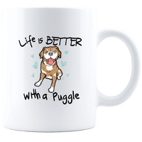 Load image into Gallery viewer, Designs by MyUtopia Shout Out:Life Is Better with a Puggle Ceramic White Coffee Mug,11oz / White,Ceramic Coffee Mug
