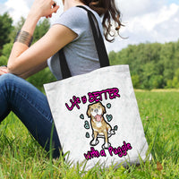 Load image into Gallery viewer, Designs by MyUtopia Shout Out:Life Is Better with a Puggle Fabric Totebag Reusable Shopping Tote
