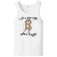 Load image into Gallery viewer, Designs by MyUtopia Shout Out:Life Is Better with a Puggle Ladies Tank Top,White / S,Tank Tops
