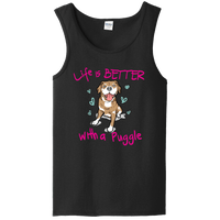Load image into Gallery viewer, Designs by MyUtopia Shout Out:Life Is Better with a Puggle Ladies Tank Top,Black / S,Tank Tops
