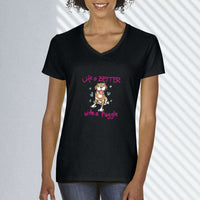 Load image into Gallery viewer, Designs by MyUtopia Shout Out:Life Is Better with a Puggle Ladies V Neck Tee
