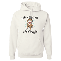 Load image into Gallery viewer, Designs by MyUtopia Shout Out:Life Is Better with a Puggle Pullover Hoodie,White / S,Pullover Hoodie
