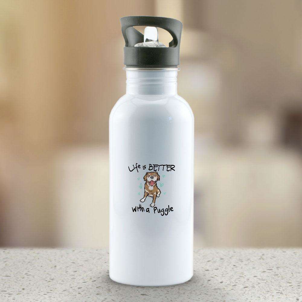 Designs by MyUtopia Shout Out:Life Is Better with a Puggle Stainless Steel Reusable Water Bottle