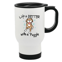 Load image into Gallery viewer, Designs by MyUtopia Shout Out:Life Is Better with a Puggle Stainless Steel Travel Mug
