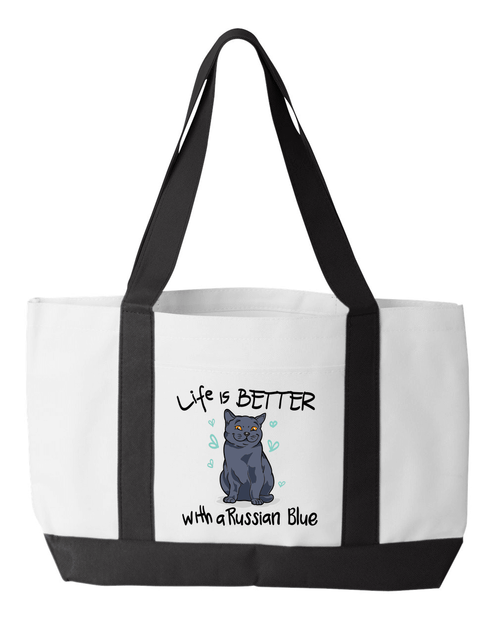 Designs by MyUtopia Shout Out:Life Is Better with a Russian Blue Canvas Totebag Gym / Beach / Pool Gear Bag,White,Gym Totebag