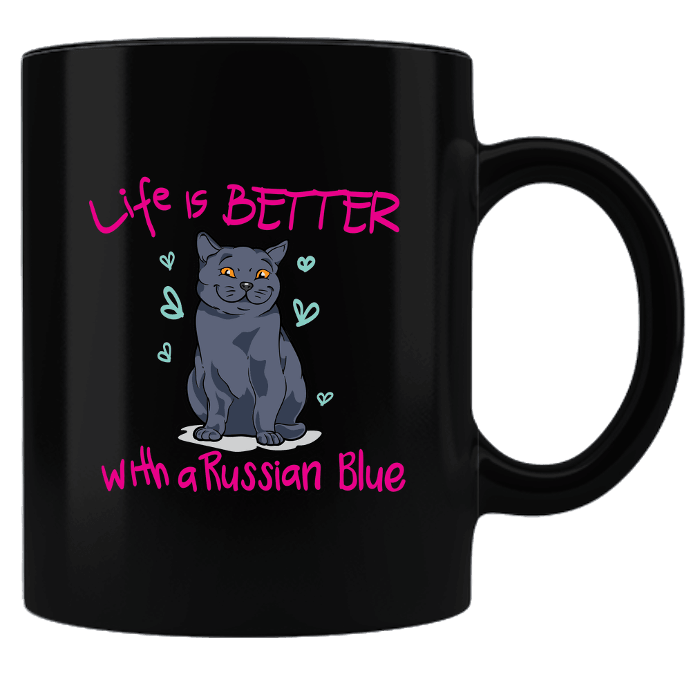 Designs by MyUtopia Shout Out:Life Is Better with a Russian Blue Ceramic Black Coffee Mug,Default Title,Ceramic Coffee Mug