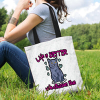 Load image into Gallery viewer, Designs by MyUtopia Shout Out:Life Is Better with a Russian Blue Fabric Totebag Reusable Shopping Tote
