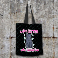 Load image into Gallery viewer, Designs by MyUtopia Shout Out:Life Is Better with a Russian Blue Fabric Totebag Reusable Shopping Tote,Black,Reusable Fabric Shopping Tote Bag
