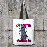 Load image into Gallery viewer, Designs by MyUtopia Shout Out:Life Is Better with a Russian Blue Fabric Totebag Reusable Shopping Tote,White,Reusable Fabric Shopping Tote Bag
