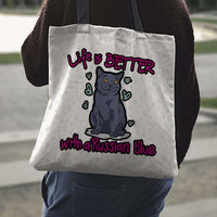 Load image into Gallery viewer, Designs by MyUtopia Shout Out:Life Is Better with a Russian Blue Fabric Totebag Reusable Shopping Tote
