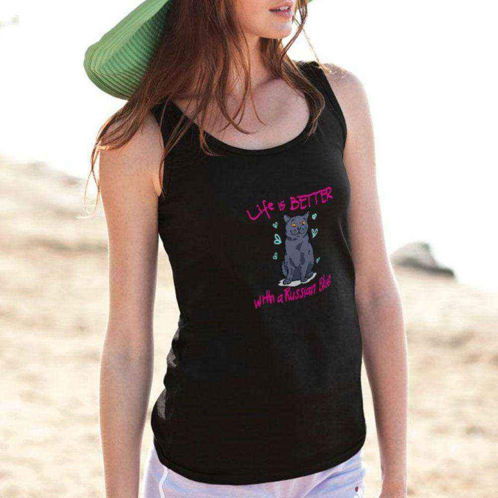 Designs by MyUtopia Shout Out:Life Is Better with a Russian Blue Ladies Tank Top
