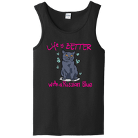 Load image into Gallery viewer, Designs by MyUtopia Shout Out:Life Is Better with a Russian Blue Ladies Tank Top,Black / S,Tank Tops
