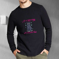 Load image into Gallery viewer, Designs by MyUtopia Shout Out:Life Is Better with a Russian Blue Long Sleeve T-Shirt
