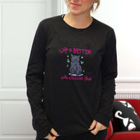 Load image into Gallery viewer, Designs by MyUtopia Shout Out:Life Is Better with a Russian Blue Long Sleeve T-Shirt
