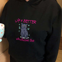 Load image into Gallery viewer, Designs by MyUtopia Shout Out:Life Is Better with a Russian Blue Pullover Hoodie
