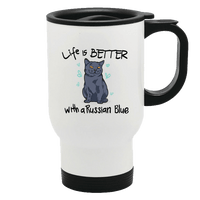Load image into Gallery viewer, Designs by MyUtopia Shout Out:Life Is Better with a Russian Blue Stainless Steel Travel Mug
