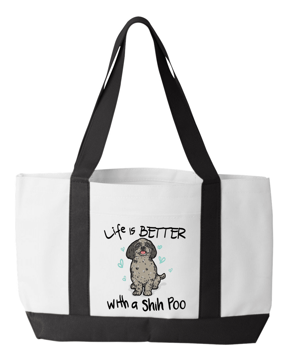 Designs by MyUtopia Shout Out:Life Is Better with a Shih Poo Canvas Totebag Gym / Beach / Pool Gear Bag,White,Gym Totebag