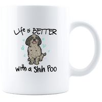 Load image into Gallery viewer, Designs by MyUtopia Shout Out:Life Is Better with a Shih Poo Ceramic White Coffee Mug,11oz / White,Ceramic Coffee Mug
