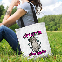 Load image into Gallery viewer, Designs by MyUtopia Shout Out:Life Is Better with a Shih Poo Fabric Totebag Reusable Shopping Tote
