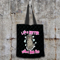Load image into Gallery viewer, Designs by MyUtopia Shout Out:Life Is Better with a Shih Poo Fabric Totebag Reusable Shopping Tote,Black,Reusable Fabric Shopping Tote Bag
