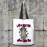 Load image into Gallery viewer, Designs by MyUtopia Shout Out:Life Is Better with a Shih Poo Fabric Totebag Reusable Shopping Tote,White,Reusable Fabric Shopping Tote Bag
