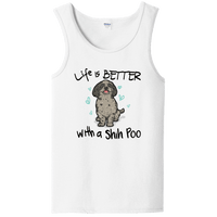 Load image into Gallery viewer, Designs by MyUtopia Shout Out:Life Is Better with a Shih Poo Ladies Tank Top,White / S,Tank Tops
