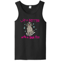 Load image into Gallery viewer, Designs by MyUtopia Shout Out:Life Is Better with a Shih Poo Ladies Tank Top,Black / S,Tank Tops
