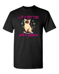 Load image into Gallery viewer, Designs by MyUtopia Shout Out:Life Is Better with a Siamese Adult Unisex T-Shirt,Black / S,Adult Unisex T-Shirt
