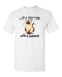Load image into Gallery viewer, Designs by MyUtopia Shout Out:Life Is Better with a Siamese Adult Unisex T-Shirt,White / S,Adult Unisex T-Shirt
