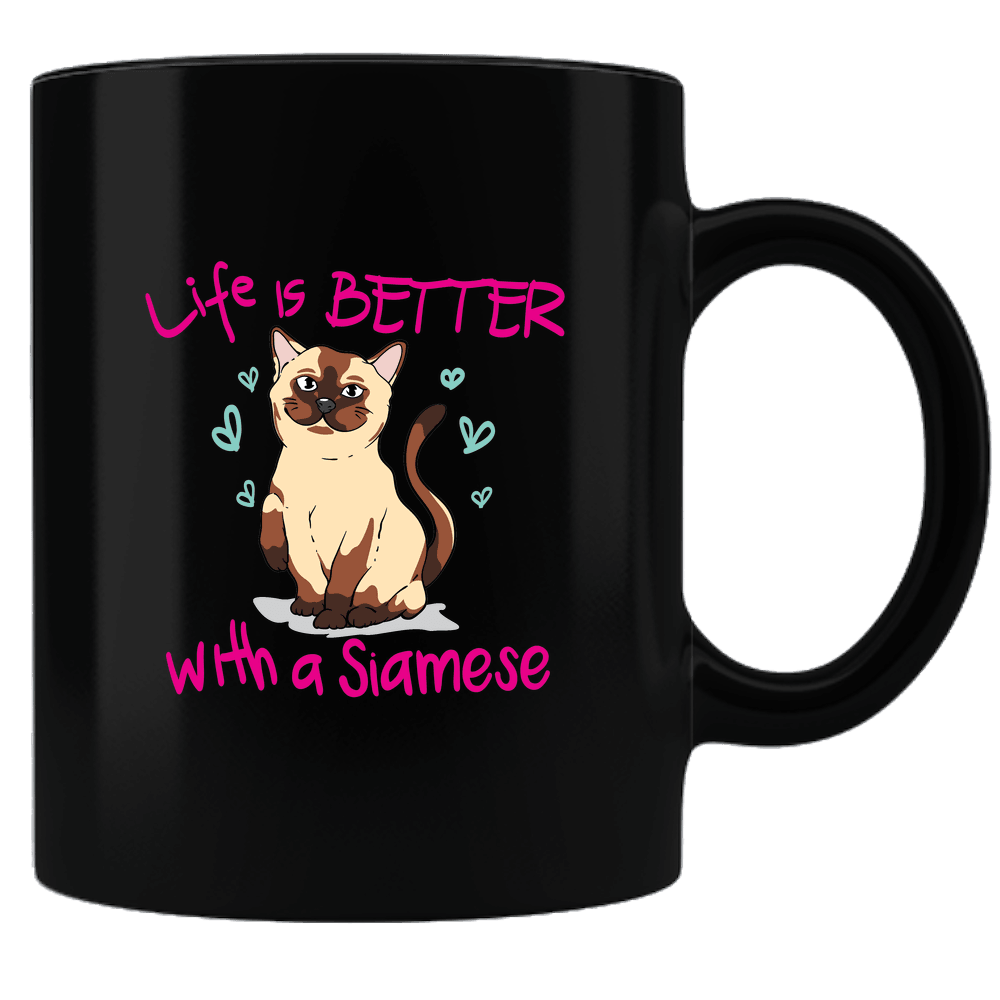Designs by MyUtopia Shout Out:Life Is Better with a Siamese Ceramic Black Coffee Mug,Default Title,Ceramic Coffee Mug