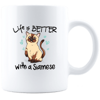 Load image into Gallery viewer, Designs by MyUtopia Shout Out:Life Is Better with a Siamese Ceramic White Coffee Mug,11oz / White,Ceramic Coffee Mug
