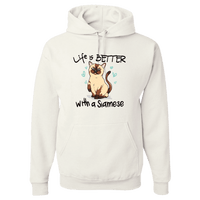 Load image into Gallery viewer, Designs by MyUtopia Shout Out:Life Is Better with a Siamese Pullover Hoodie,White / S,Pullover Hoodie
